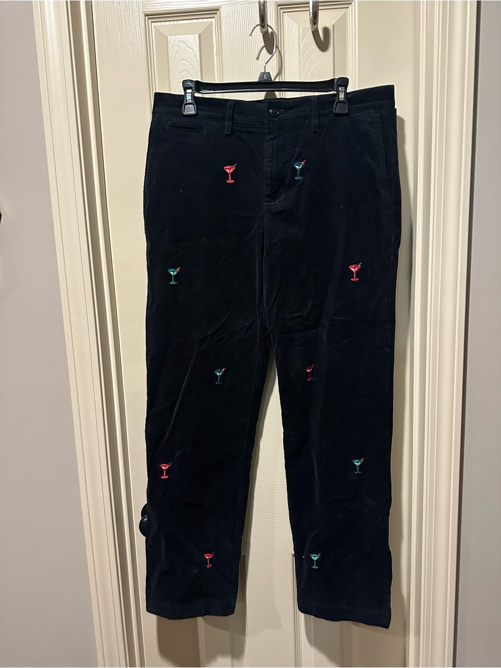 Vineyard Vines Straight Stretch Cotton Corduroy Pants with Martini Embroidery